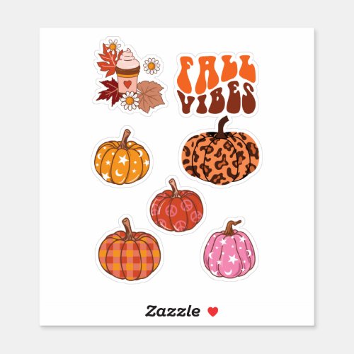 Fall Vibes Cute Pumpkin Stickers