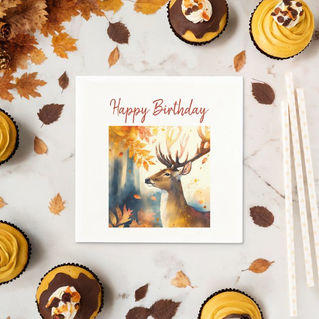 Fall vibes Deer - Birthday  Napkins (Creator Uploaded)