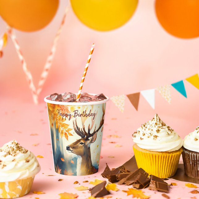 Fall vibes Deer - Birthday  Paper Cups (Creator Uploaded)