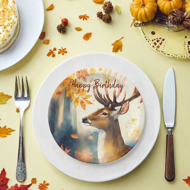 Fall vibes Deer - Birthday  Paper Plates (Creator Uploaded)