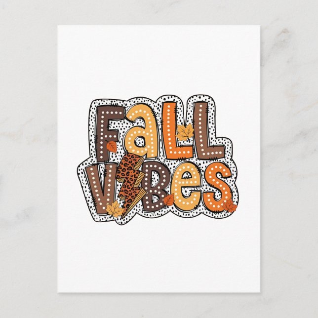 Fall Vibes Fall Leaves Pumpkin Spice Thanksgiving  Invitation Postcard (Front)