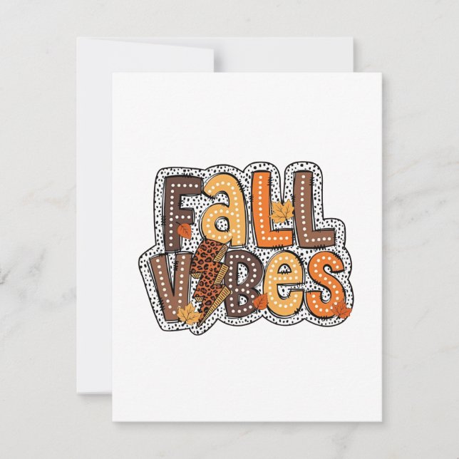 Fall Vibes Fall Leaves Pumpkin Spice Thanksgiving  Note Card (Front)