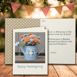 Fall Vibes Floral Thanksgiving Teacher Greeting Card