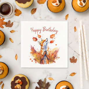 Fall vibes Fox - Birthday Napkins
