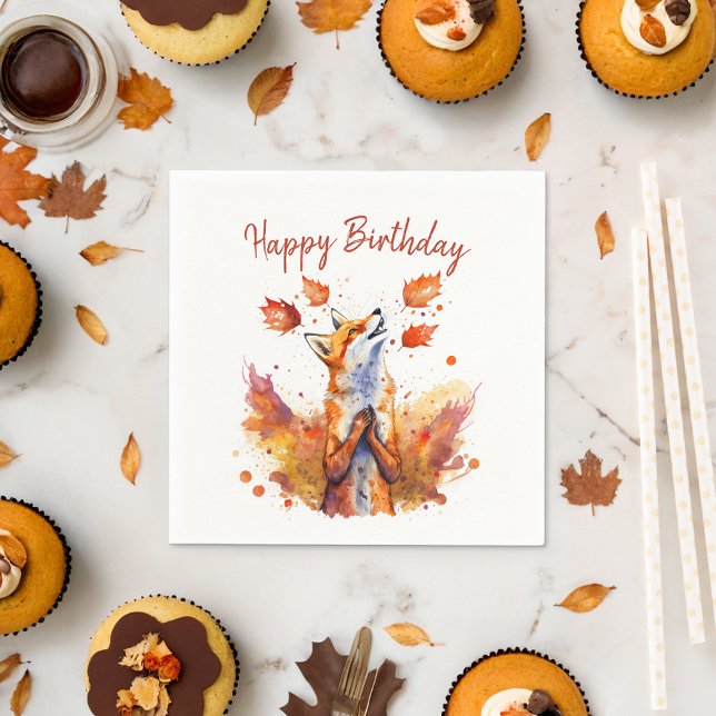 Fall vibes Fox - Birthday  Napkins (Creator Uploaded)