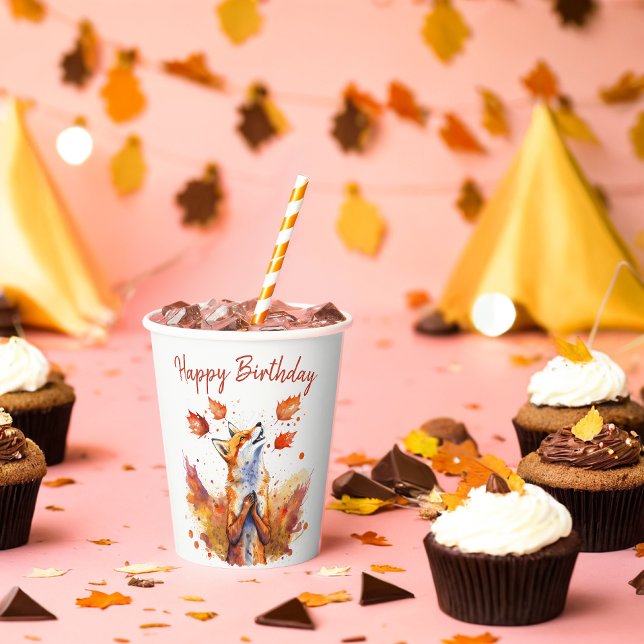 Fall vibes Fox - Birthday  Paper Cups (Creator Uploaded)