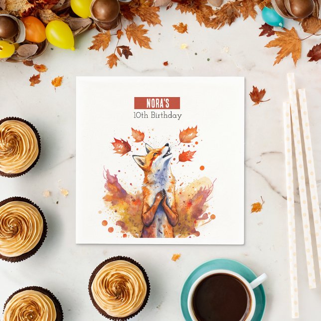 Fall vibes Fox -  Birthday Party - Napkins (Creator Uploaded)