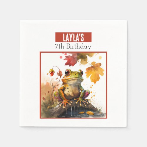 Fall vibes Frog _ Birthday Napkins