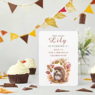 Fall vibes Hedgehog - Birthday Invitation Card