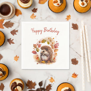 Fall vibes Hedgehog - Birthday Napkins