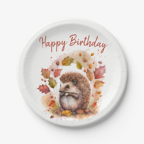 Fall vibes Hedgehog _ Birthday  Paper Plates