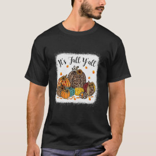 Fall Vibes It's Fall Y'all Leopard Pumpkin Autumn T-Shirt