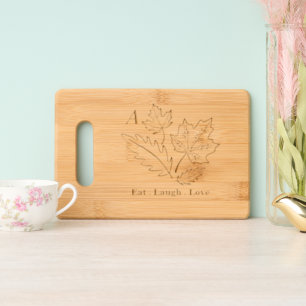Fall Vibes Leaves Custom Monogram Gift Serving  Engraved Cutting Board