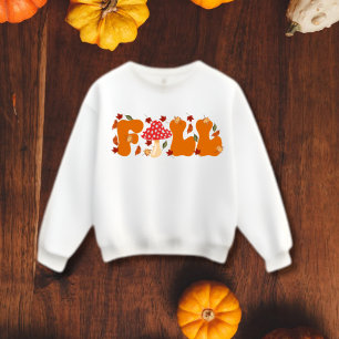 Fall vibes  Letters with Mushroom & Leaves Sweatshirt