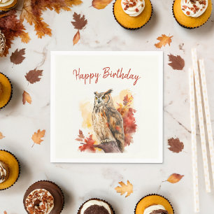Fall vibes Owl - Birthday Napkins