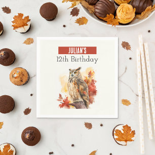 Fall vibes Owl - Birthday  Napkins