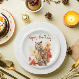 Fall vibes Owl - Birthday Paper Plates