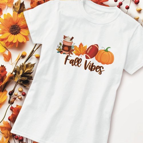 Fall Vibes Pumpkin Spice Football  T_Shirt