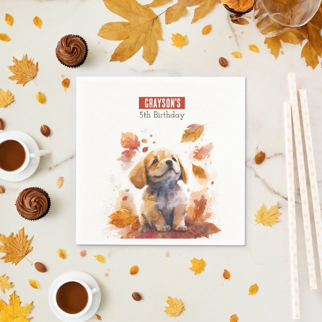 Fall vibes Puppy -  Birthday Party - Napkins (Creator Uploaded)