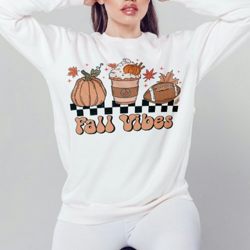 Fall Vibes Retro Cute Fall Doodle Pumpkin Season  Sweatshirt