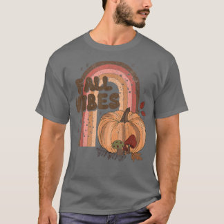 Fall Vibes retro rainbow fall autumn pumpkin Hippi T-Shirt