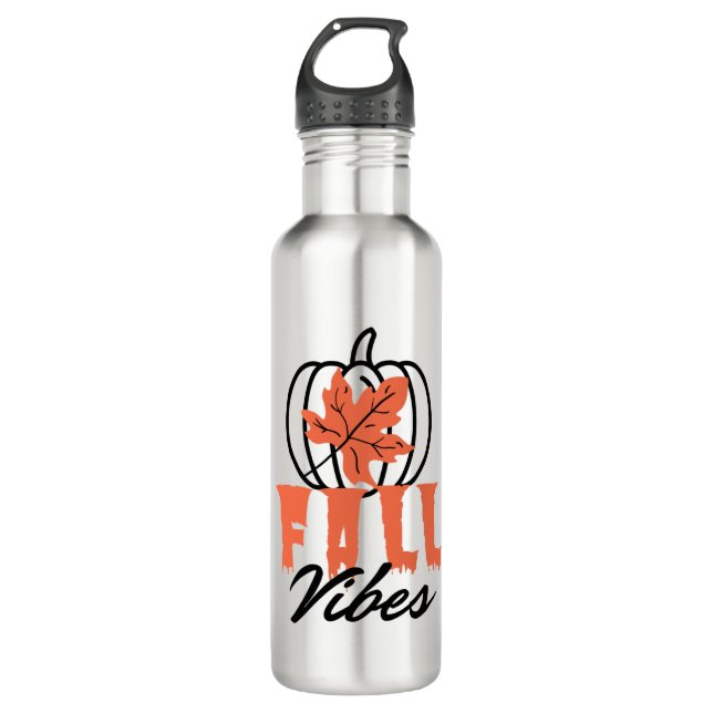 Fall Vibes Stainless Steel Water Bottle (Front)
