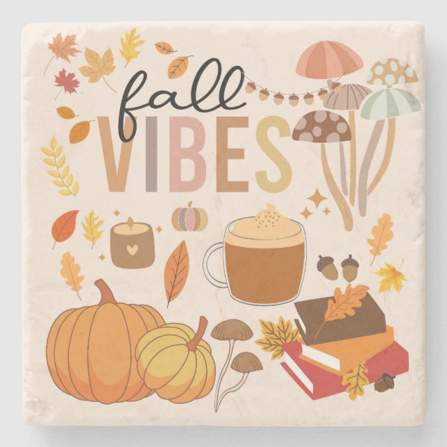 Fall Vibes Stone Coaster (Front)