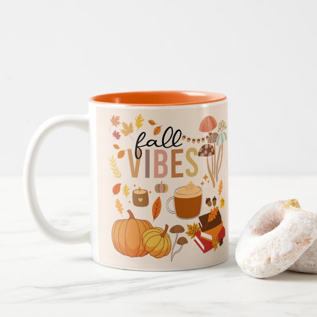  Fall Vibes Two-Tone Coffee Mug (With Donut)