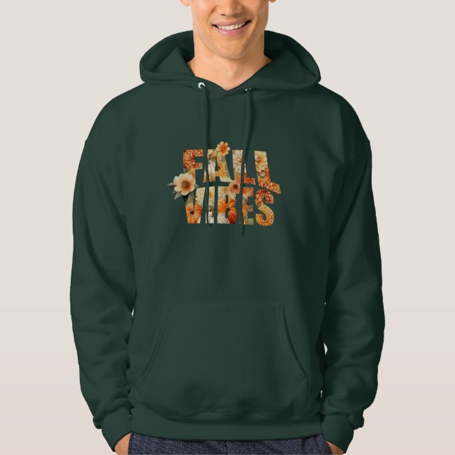 Fall Vibes Watercolor Autumn Wildflowers Hoodie (Front)
