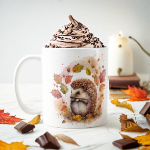 Fall Vibes Watercolor Hedgehog -  Coffee Mug