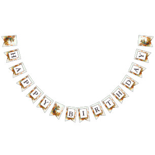 Fall Vibes Watercolor Squirrel - Birthday Bunting Flags