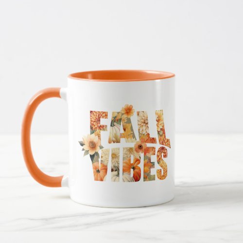 Fall vibes watercolor wildflowers autumn leaves mug