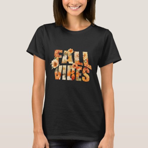 Fall vibes watercolor wildflowers autumn leaves T_Shirt