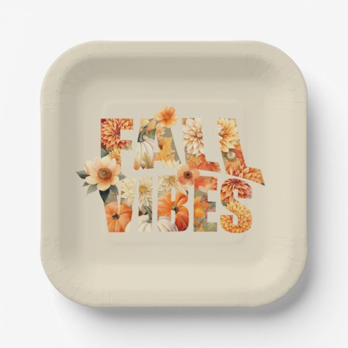 Fall vibes watercolor wildflowers leaves autumn paper plates