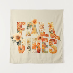 Fall vibes Watercolor wildflowers leaves autumn Tapestry