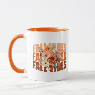 Fall vibes watercolor wildflowers leaves mug