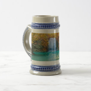 Fall View of Erawan Waterfall Thailand          Beer Stein