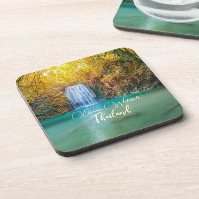 Fall View of Erawan Waterfall Thailand          Beverage Coaster (Left Side)