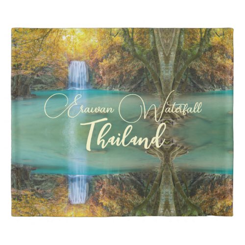 Fall View of Erawan Waterfall Thailand Duvet Cover