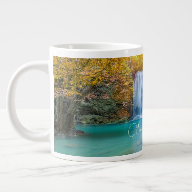 Fall View of Erawan Waterfall Thailand            Giant Coffee Mug (Left)