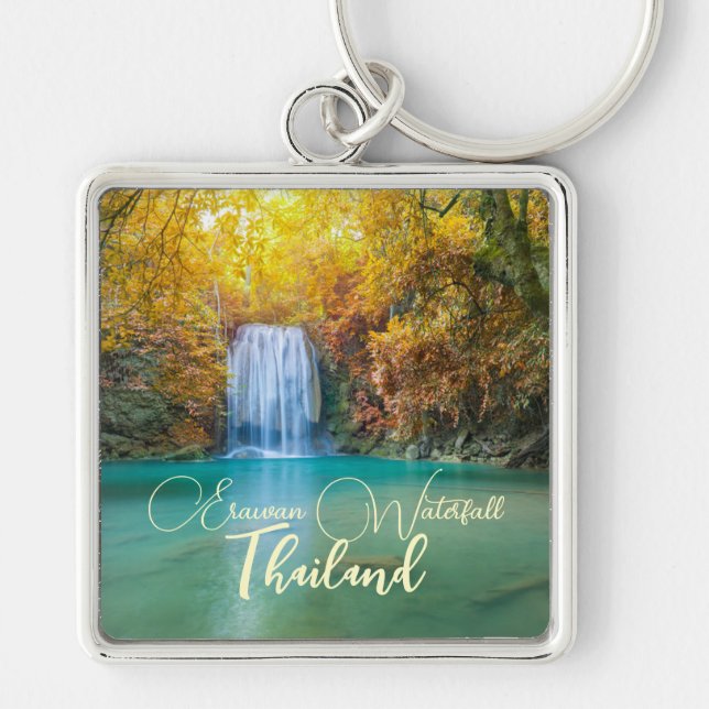 Fall View of Erawan Waterfall Thailand             Keychain (Front)