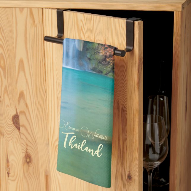 Fall View of Erawan Waterfall Thailand   Kitchen Towel (Thirds Fold)
