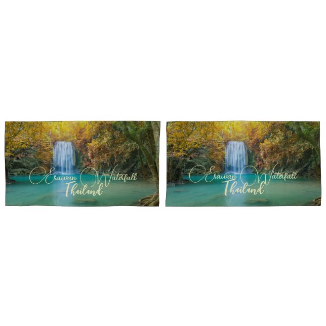 Fall View of Erawan Waterfall Thailand Pillow Case (Front-Set)