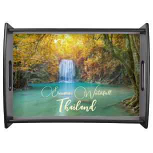 Fall View of Erawan Waterfall Thailand Serving Tray
