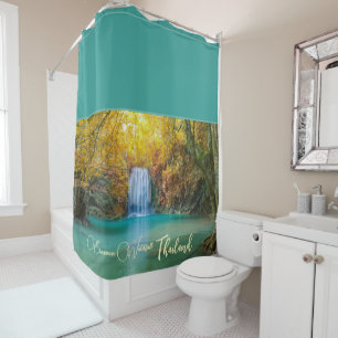 Fall View of Erawan Waterfall Thailand  Shower Curtain
