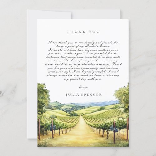 Fall Vineyard Scenery Bridal Shower Thank You Card