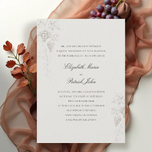 Fall Vineyard Winery Modern Classic Ecru Wedding Invitation