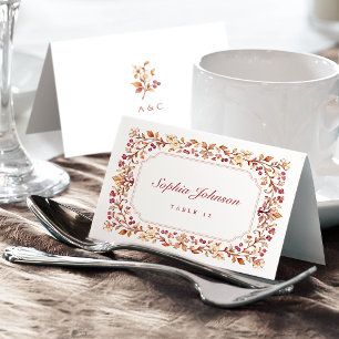 Fall Vintage Botanical Floral Foldable Place Card