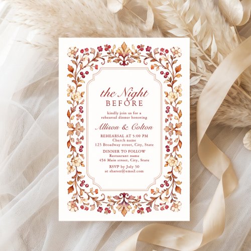 Fall Vintage Botanical Floral The Night Before Invitation