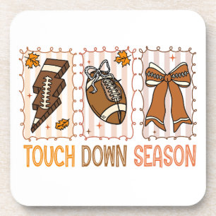 Fall Vintage Football Game Day Beverage Coaster